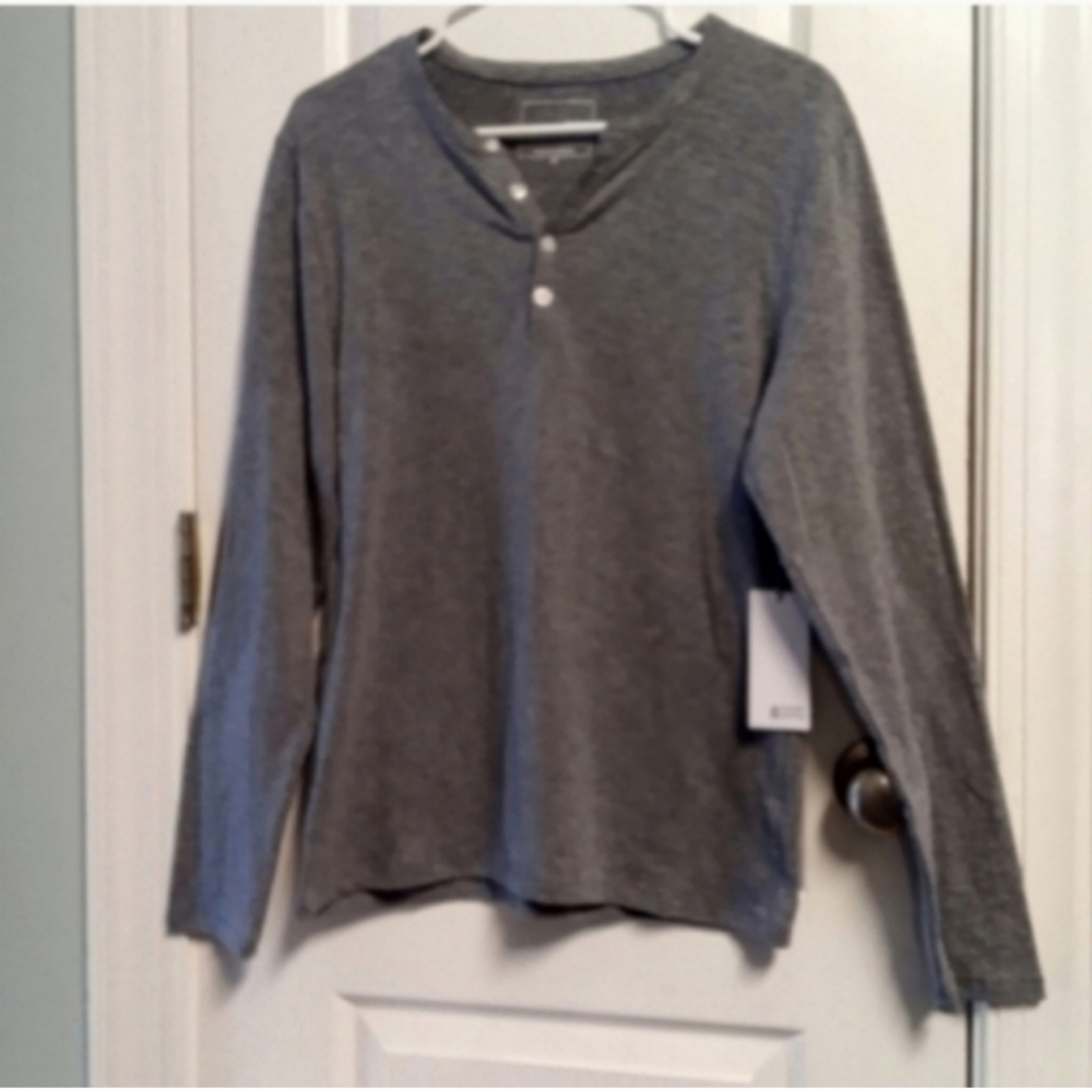Mercer & Spring Gray Long Sleeve Henley Shirt Men's S Casual Minimalist Stretch